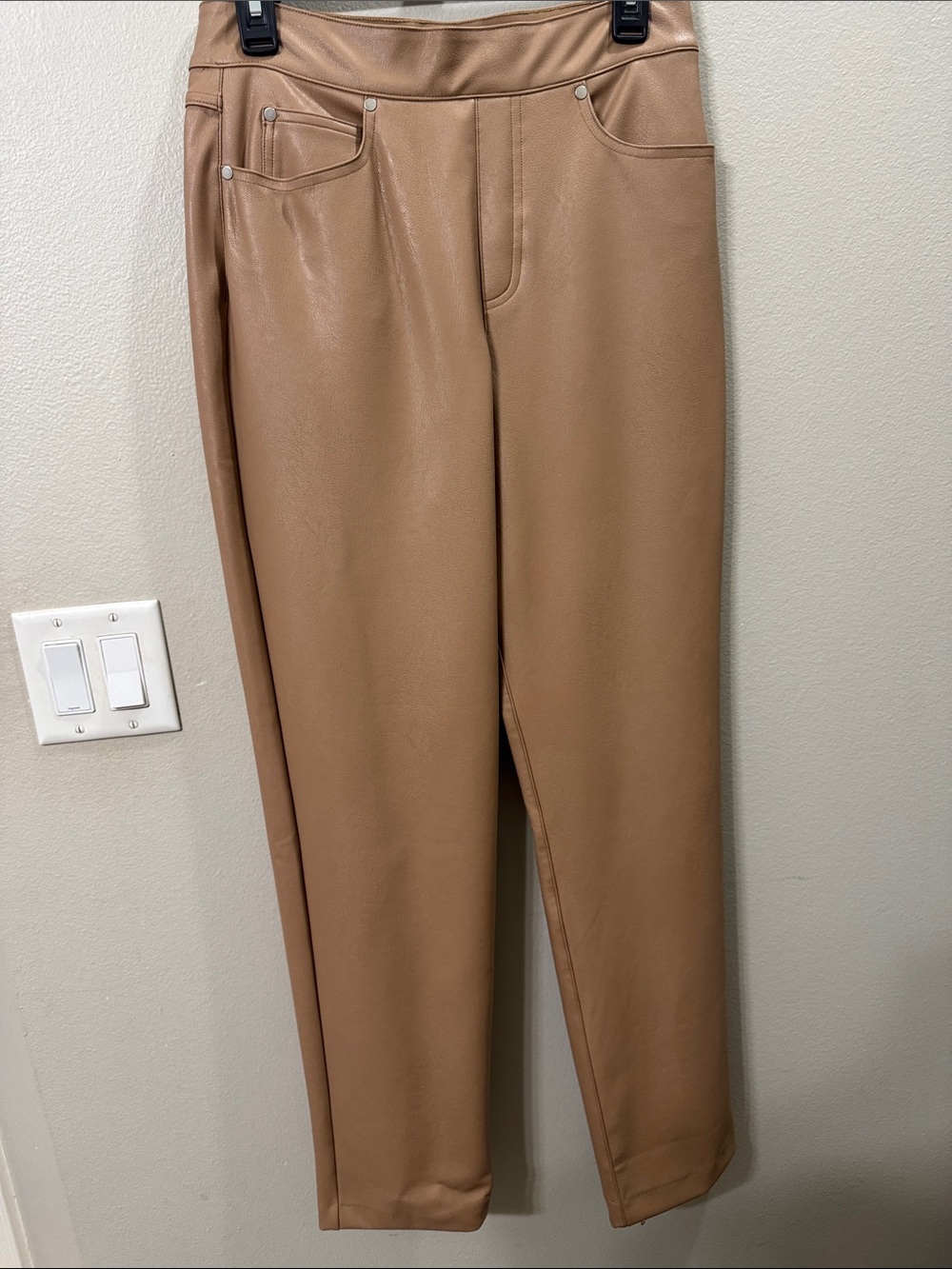 Women’s Spanx Faux Leather Slim Straight Jeans - Camel